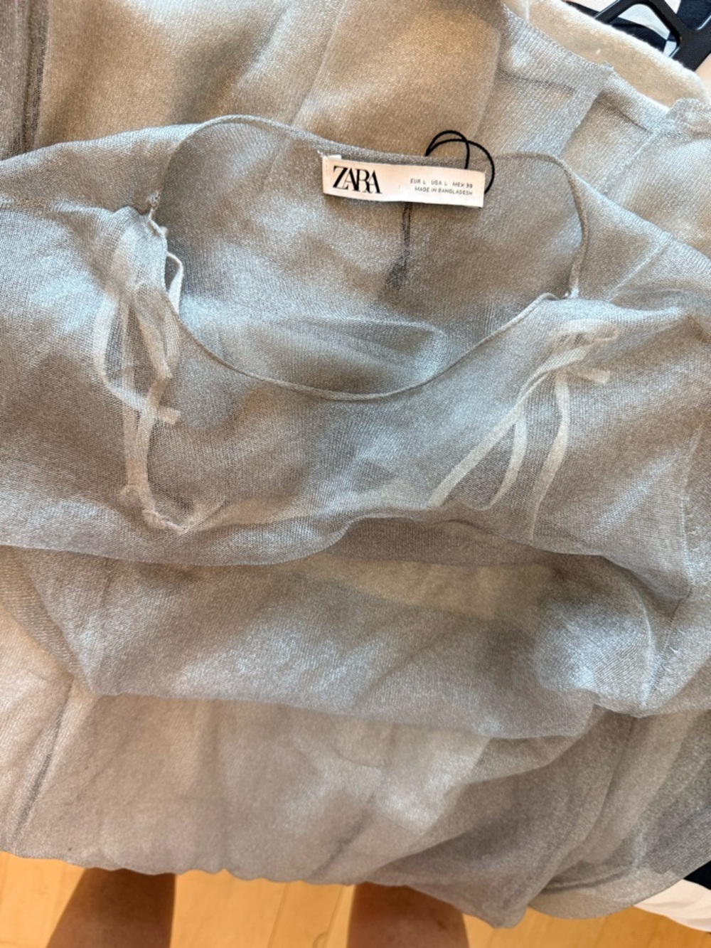 Zara Sheer Long Sleeve Maxi Dress in Taupe Gray - Picture 5 of 5